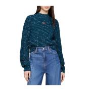 Blå Mockneck Sweater Marled Stil