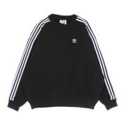 Sort Oversize Crewneck Sweatshirt med 3 Striber