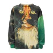 Grafisk Print Merinould Sweater