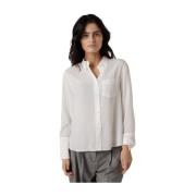 Elegant hvid bluse med knaplukning