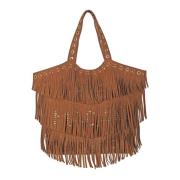 Suede Frynse Shopper Taske