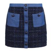 TweedLurex Miniskirt med Frontlommer