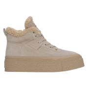 Kvinders Beige Uldforede High-Top Sneakers med Velour til Vinter ES8 ER00115864