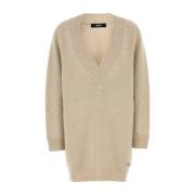 Beige Uldblanding Sweater Kjole