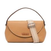 Beige Læder Flap Taske