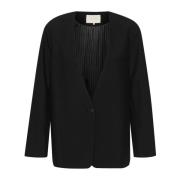 Klassisk Boxy Blazer Sort Dyb