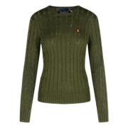 Grøn Crew Neck Sweater med Pony