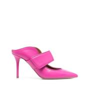 Hot Pink Læder Pumps med Spids Tå