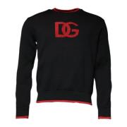 Logo Sweatshirt Sweater Sort Rød