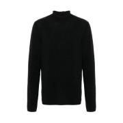 Sort Strikket Højhalset Sweater