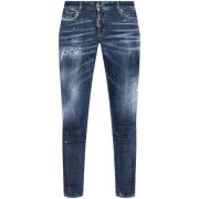 Marineblå Denim Cropped Jeans