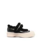 Sort Faux-Fur Trim Sneakers