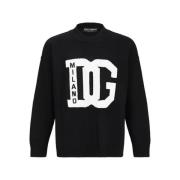 Ribbet uld pullover med monogram