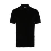 Sort Towelling Polo Skjorte