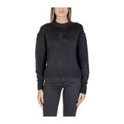 Sort Bomuld Blandingsstrik Sweater