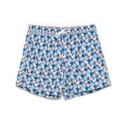 Navy Blue Beachwear Snørelukning Shorts