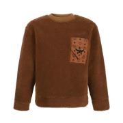 Shearling Sweatshirt med Monokrom Mønster