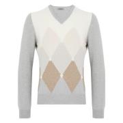 Grå Diamantmønster Sweater AW24