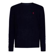 Blå Uld Kashmir Rundhals Sweater