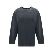 Ribbet bomulds sweatshirt med logo broderi