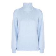 Blå Uld Cashmere Turtleneck Sweater