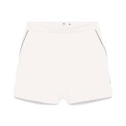 Beige Broderet Logo Sidelomme Shorts