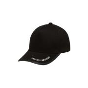 Sort Bomuld Baseball Cap med Hvidt Logo Accent