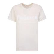 Pink Bomuld T-shirt med Logo Print