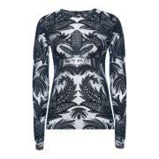 Blå Crewneck med Frø og Paisley