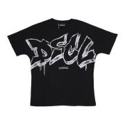 Logo Oversize Tee Sort/Hvid Bomuld