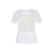 Grafisk Print T-shirt Optisk Hvid