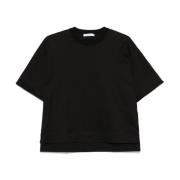 Sort Broderet Logo Crew Neck T-shirt