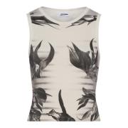 Stribet og Blomsterprint Tank Top