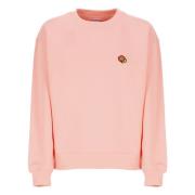 Pink Bomuldssweatshirt med Blomsterbroderi