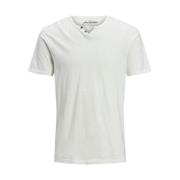 Creme Flammeret Bomuld Henley T-Shirt