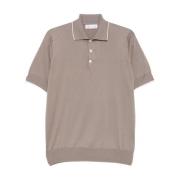 Finstrikket Polo Shirt Olivenbrun