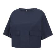 Midnight Blue Poplin Blouse