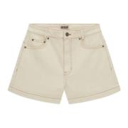 bomuld højtaljede denim shorts