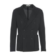 Sort Dobbelt-Brystet Chevron Blazer