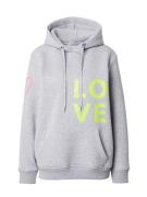 Zwillingsherz Sweatshirt 'LOVE'  neongul / grå