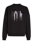 Karl Lagerfeld Sweatshirt 'Rhinestone'  grå / sort / hvid