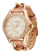 FOSSIL Analogt ur 'RILEY'  sand / guld / rosa guld