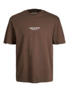 JACK & JONES Bluser & t-shirts 'Vesterbro'  brun / hvid