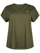 Active by Zizzi Shirts 'BASIC'  oliven / mørkegrøn / hvid