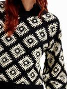 Desigual Pullover 'Crochet'  natblå / hvid