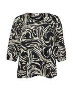 KAFFE CURVE Bluse 'Cala'  sort / uldhvid