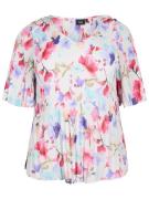 Zizzi Bluse 'Cathrine'  lyseblå / brun / pink / hvid