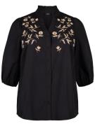 Zizzi Bluse 'ESIDSE'  beige / black denim