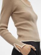 VERO MODA Pullover 'VMJoan'  mørkebeige / hvid