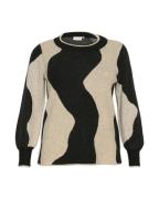 KAFFE CURVE Pullover 'Vilma'  beige-meleret / sort